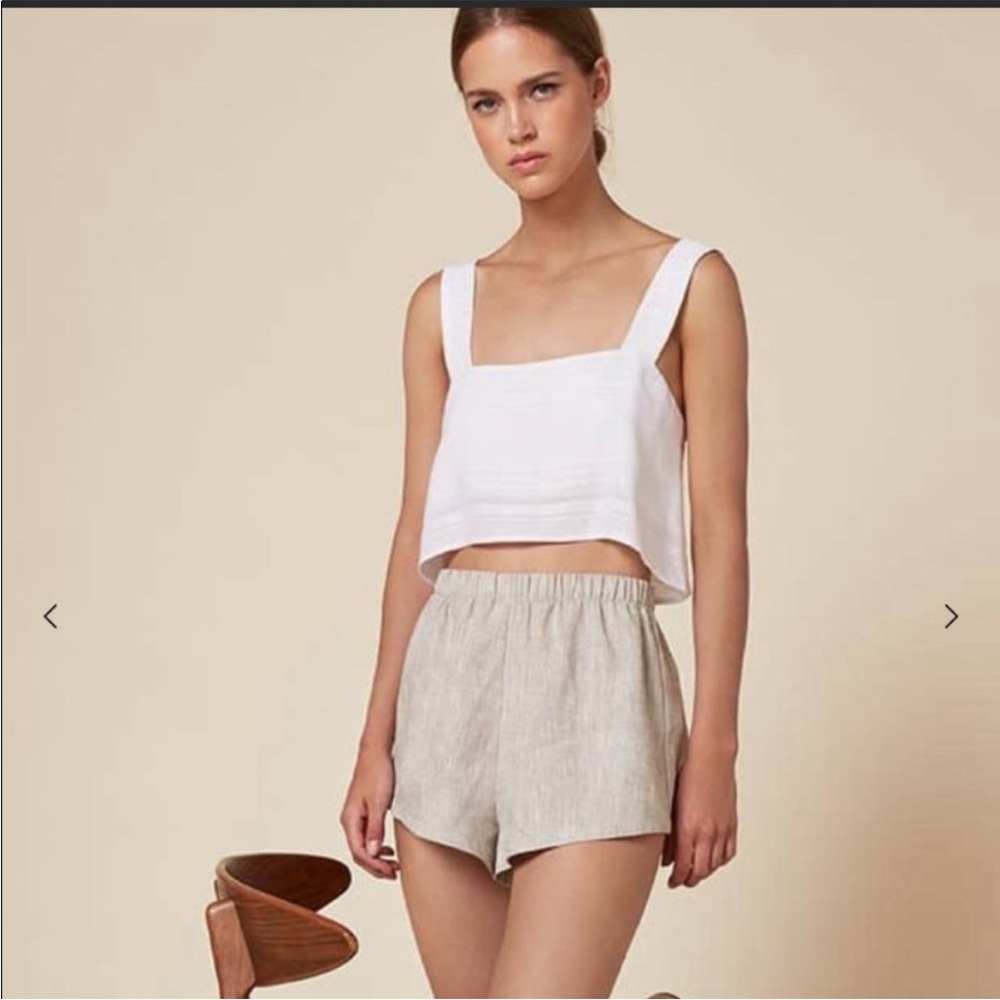 Reformation Linen Tan shorts, medium